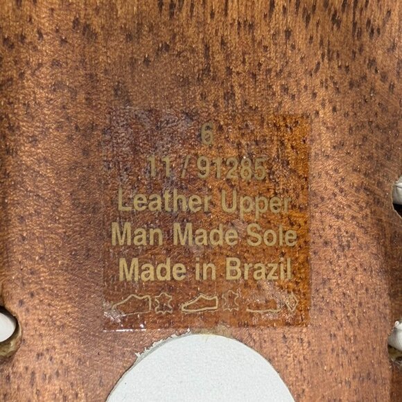 Vintage 90s Y2K Bongo Wood Platform Wedge Heels White Leather Thong Sandals Sz 6 - Picture 8 of 8